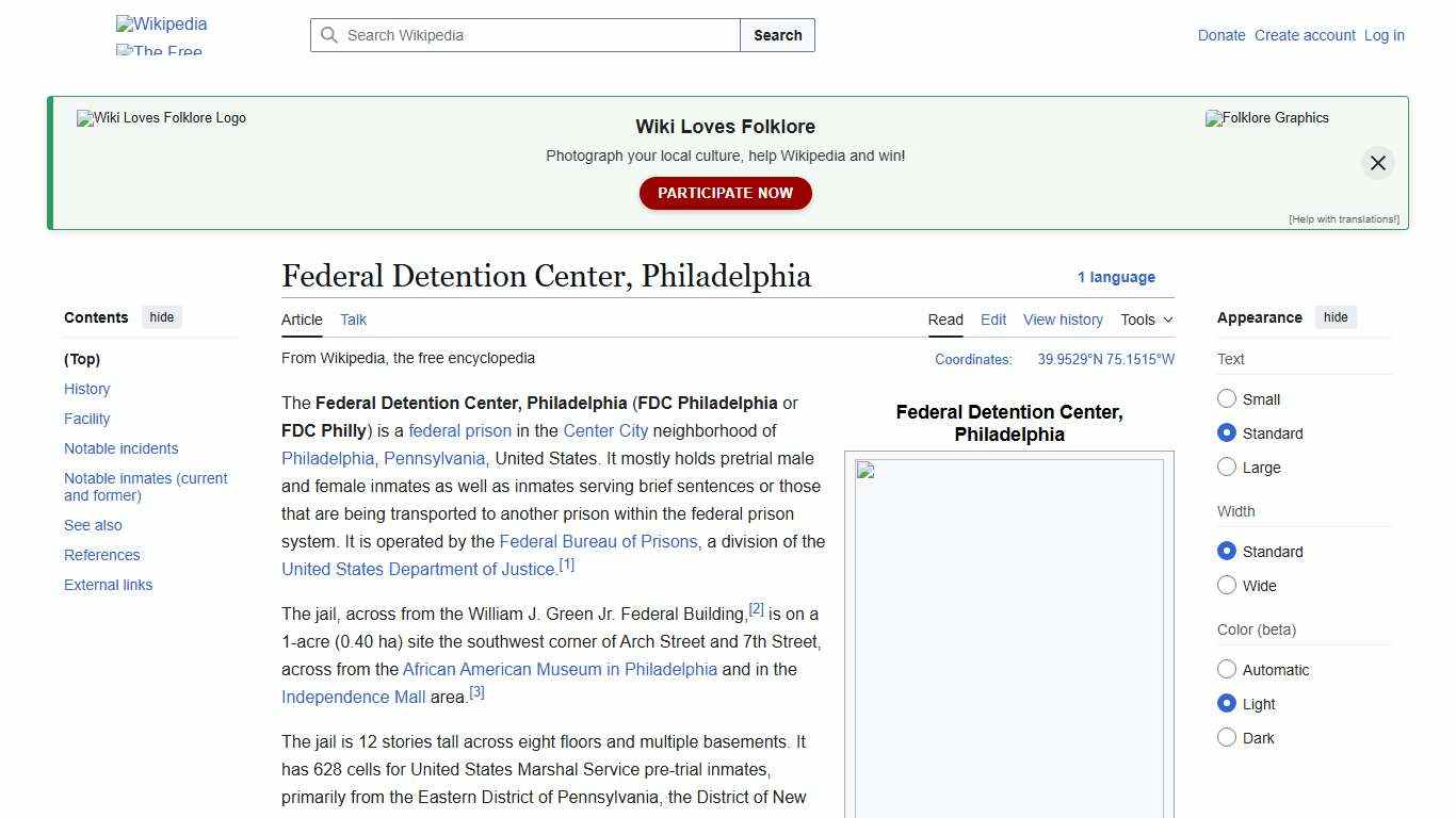 Federal Detention Center, Philadelphia - Wikipedia